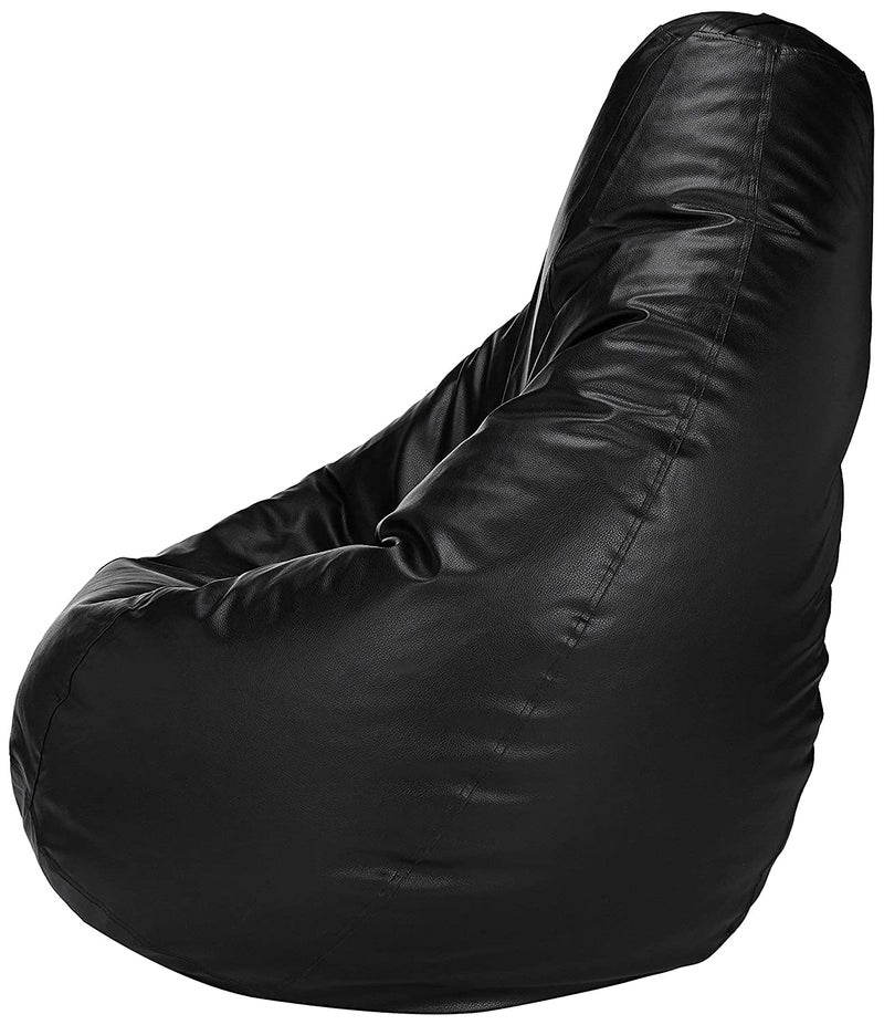 caddyFull Leather Bean Bag Without Beans | Leatherette Bean Bag Cover for Indoor Living Room Gamer (Black) - Image 2