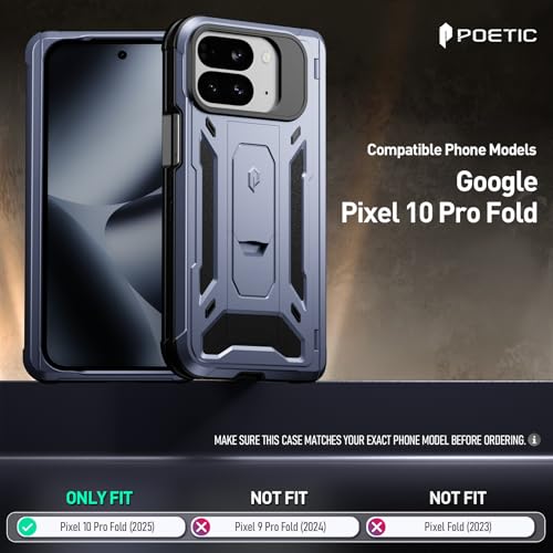 Poetic Spartan Case for Google Pixel 10 Pro Fold Hinge Protection Kickstand MilGrade Protection FullBody Shockproof Protective Rugged Cover with Builtin Screen Protector Metallic Sky Blue - Image 3