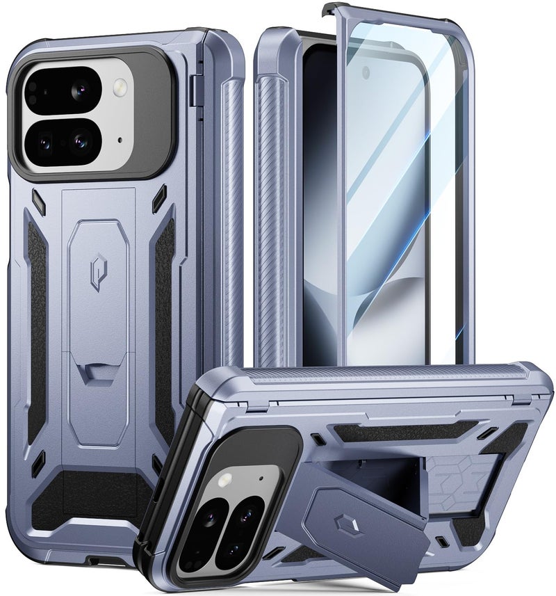 Poetic Spartan Case for Google Pixel 10 Pro Fold Hinge Protection Kickstand MilGrade Protection FullBody Shockproof Protective Rugged Cover with Builtin Screen Protector Metallic Sky Blue - Image 2