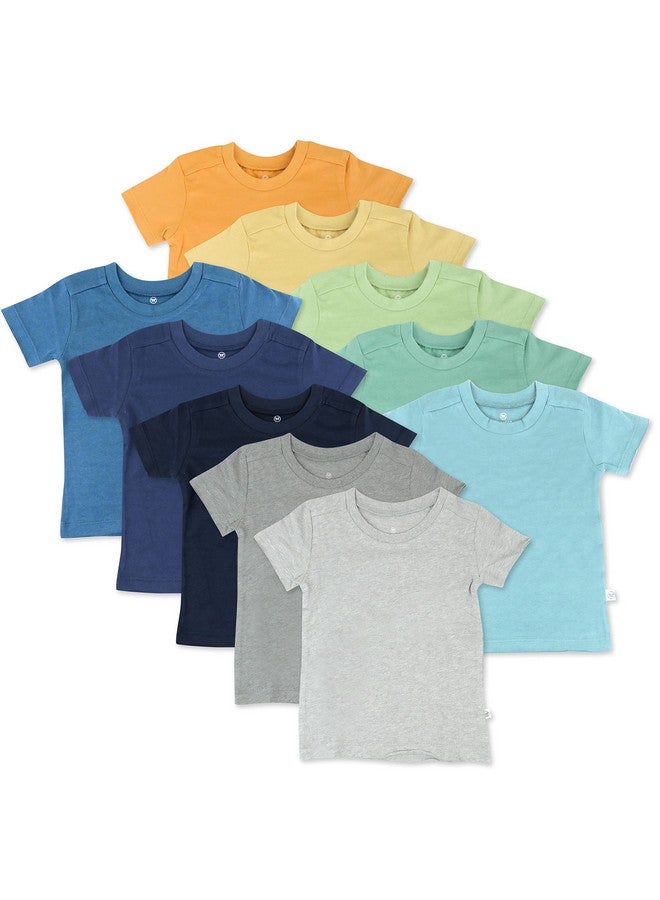 HonestBaby HonestBaby Baby Girls Organic Cotton Short Sleeve Multi-packs And Toddler T-Shirt Set, 10-pack Rainbow Boy, 2T US  - Image 1