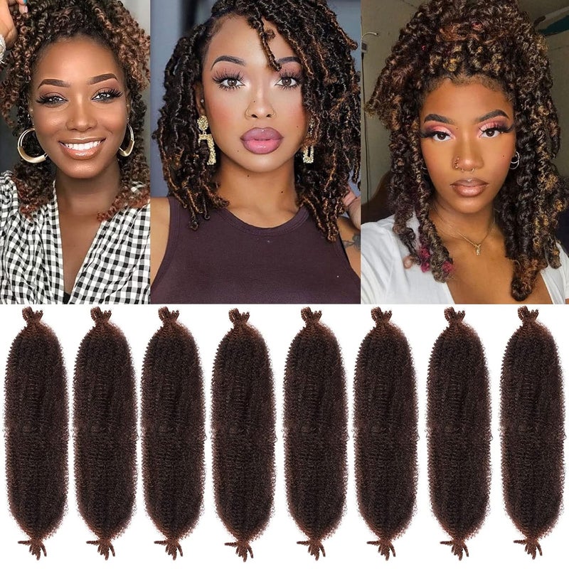 Xtrend 12 Inch Short Soft Springy Afro Twist Hair 8 Packs PreSeparated Long Spring Twsit For Soft Locs Dark Brown Marley Twist Crochet Braiding Synthetic Hair Extension For Women 8 StrandsPackT30