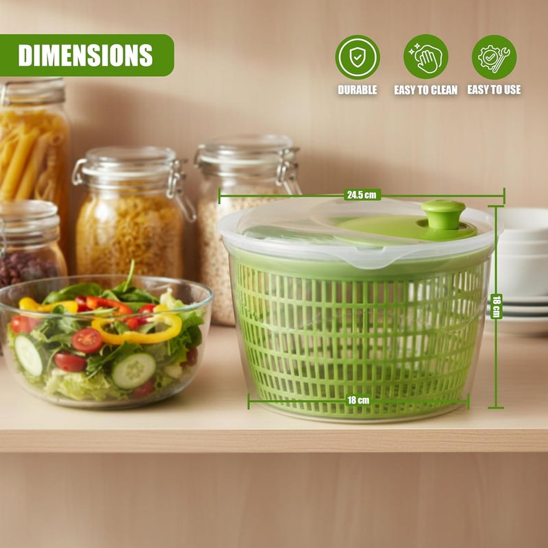 Geezy Salad Leaf Dryer Healthy Eating Large Salad Spinner Veggies Drainer Colander Plastic Bowl - Image 4