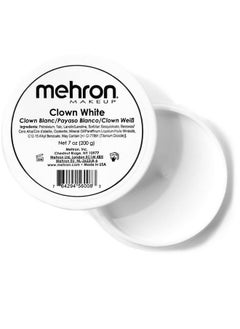 mehron Mehron Makeup Clown White Professional Face Paint Cream Makeup | White Face Paint Makeup for Stage, Film, Cosplay, & Mime | Halloween Clown Makeup 7 oz (198g)  - Image 1