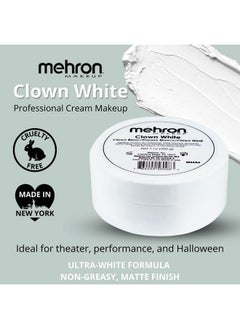 mehron Mehron Makeup Clown White Professional Face Paint Cream Makeup | White Face Paint Makeup for Stage, Film, Cosplay, & Mime | Halloween Clown Makeup 7 oz (198g)  - Image 2