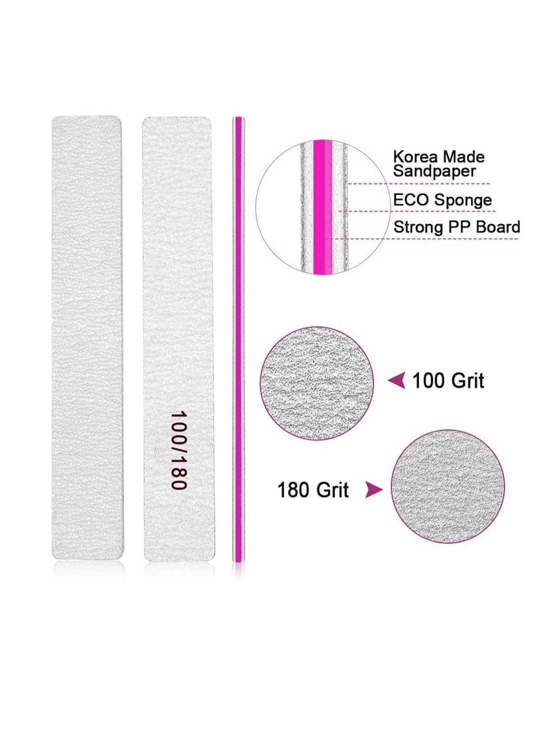 Premify 8pcs Nail File Set, Professional Washable Double-Sided 100/180 Grit Nail Files, Emery Board Manicure Tools For Shining Nails, Shape Your Nails with Smooth Edges  - Image 3