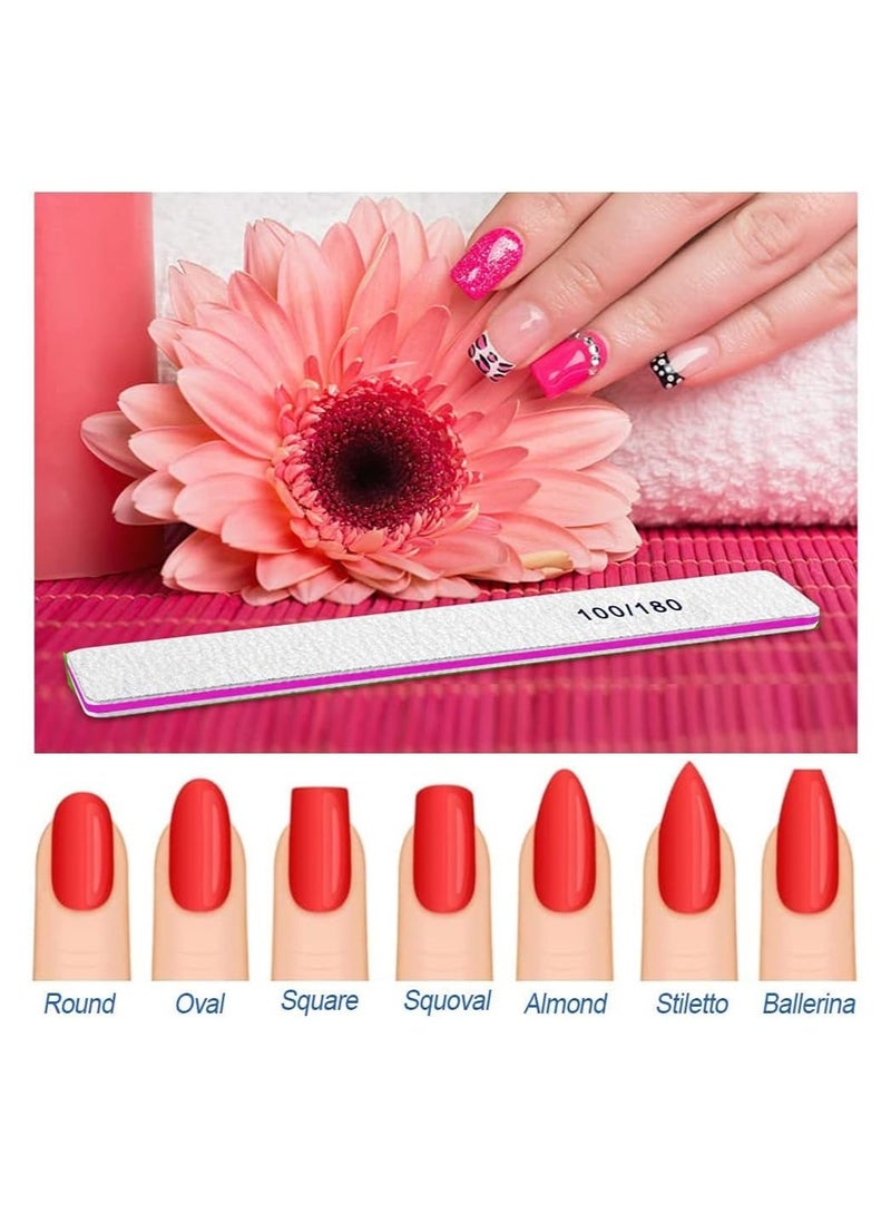 Premify 8pcs Nail File Set, Professional Washable Double-Sided 100/180 Grit Nail Files, Emery Board Manicure Tools For Shining Nails, Shape Your Nails with Smooth Edges  - Image 5