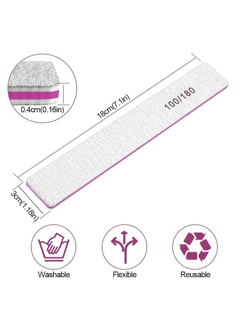 Premify 8pcs Nail File Set, Professional Washable Double-Sided 100/180 Grit Nail Files, Emery Board Manicure Tools For Shining Nails, Shape Your Nails with Smooth Edges  - Image 2