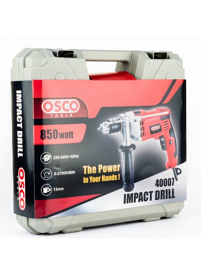 OSCO-TOOLS Osco 850W Impact Drill with 13mm Chuck & Carrying Case – Professional Electric Drill for Wood, Metal, and Concrete Drilling - Image 4