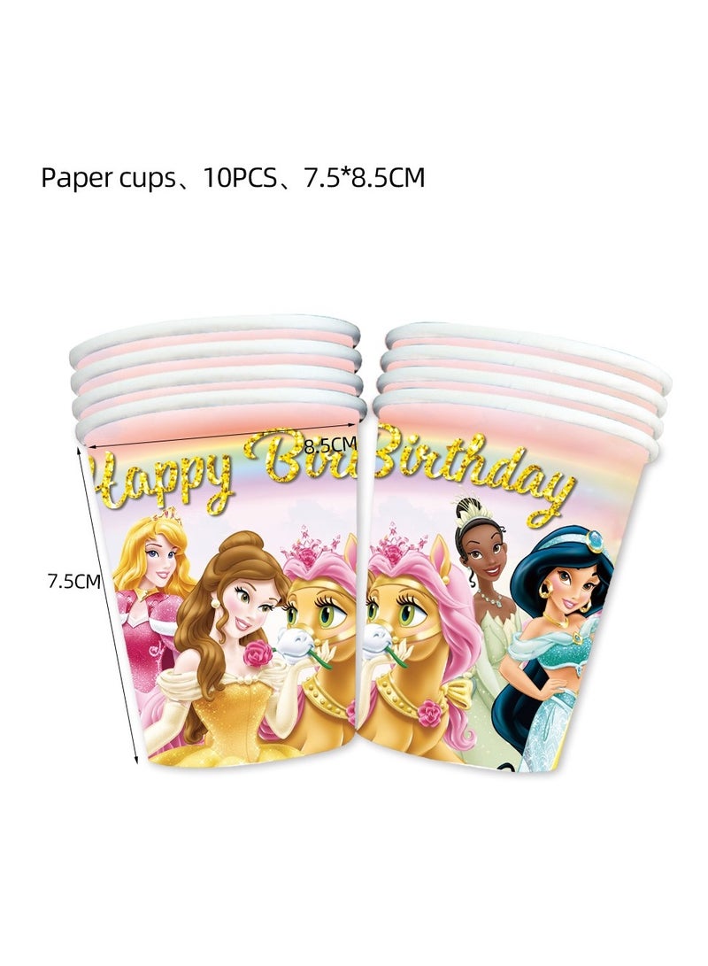 10pcs princess theme disposable paper cups party supply cups kids birthday party  decoration tableware cartoon princess party decorations for children’s birthday party