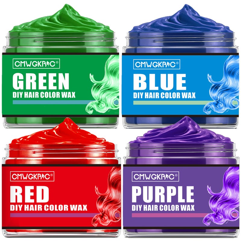 CMWGKBC 4 Colors Temporary Hair Color for Kids,Christmas Gifts for Teens Girls,Boys,Stocking Stuffers for Kids,Adults,Temporary Hair Dye,Hair Color Spray Green Red Blue Purple Hair Dye Hair Wax Color Instant - Image 1