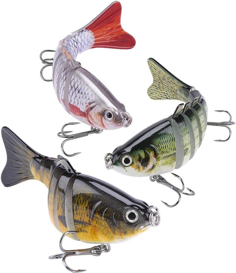 A AKRAF Lifelike Fishing Lures for Bass, Trout, Walleye, Predator Fish - Realistic Multi Jointed Fish Popper Swimbaits - Spinnerbaits Lure Fishing Tackle Kits - Freshwater and Saltwater Crankbaits - 3 Pack - Image 2