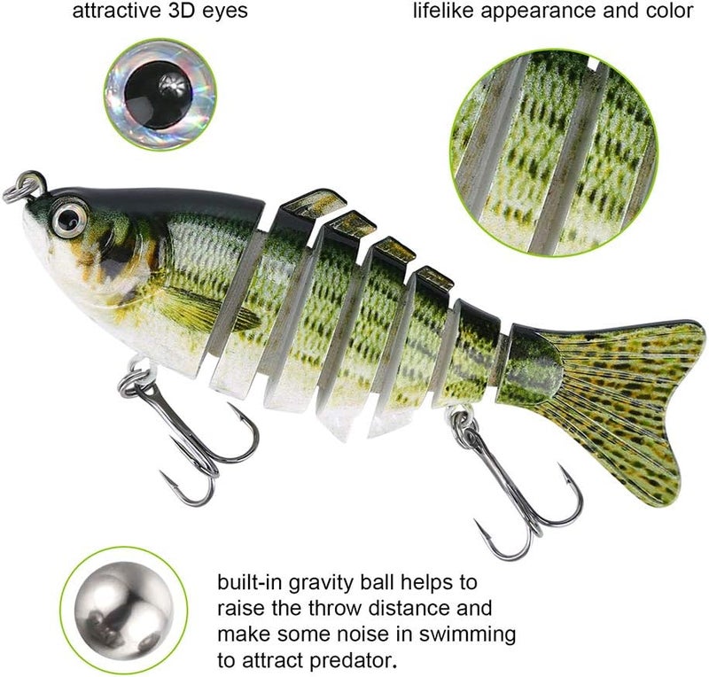A AKRAF Lifelike Fishing Lures for Bass, Trout, Walleye, Predator Fish - Realistic Multi Jointed Fish Popper Swimbaits - Spinnerbaits Lure Fishing Tackle Kits - Freshwater and Saltwater Crankbaits - 3 Pack - Image 3