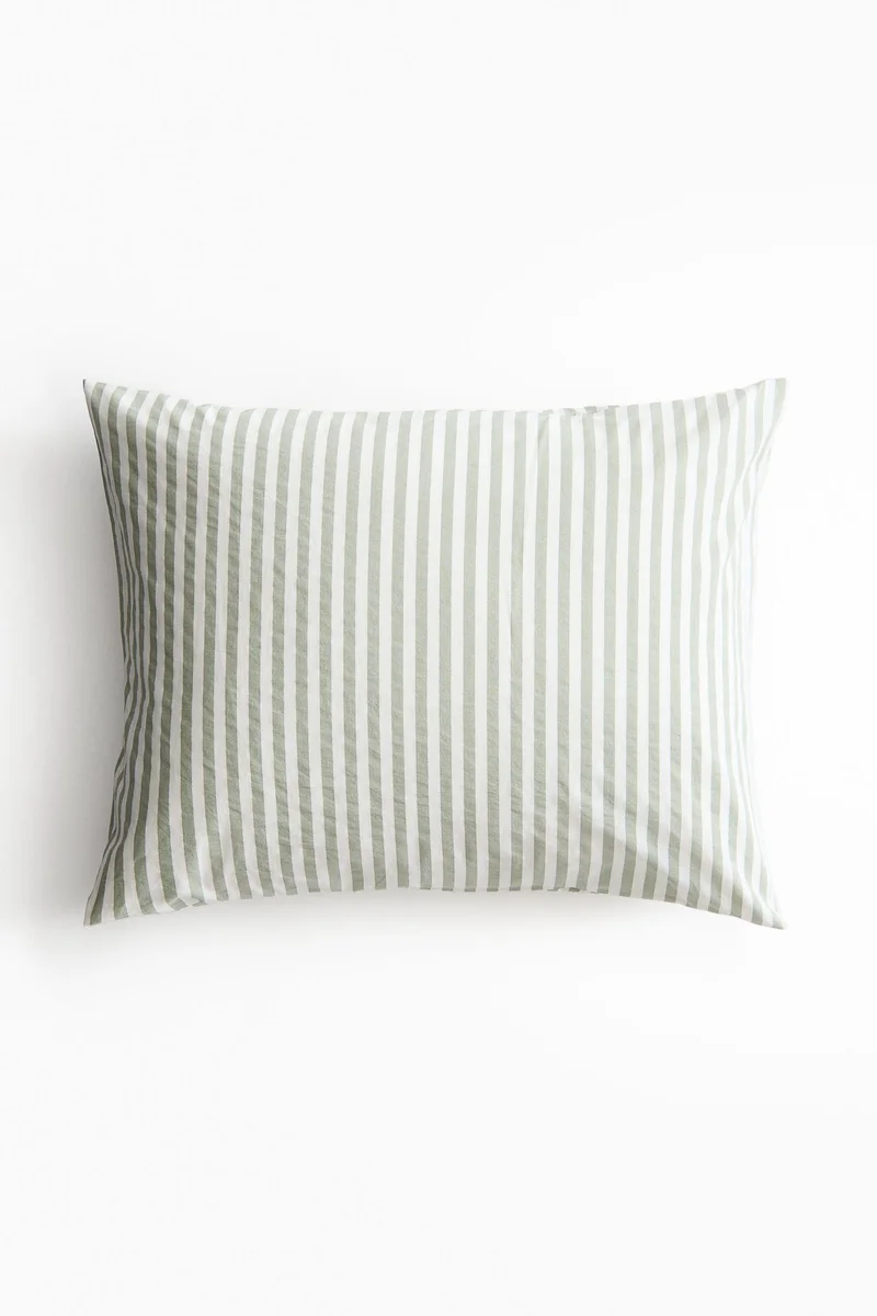 H&M Striped cotton pillowcase