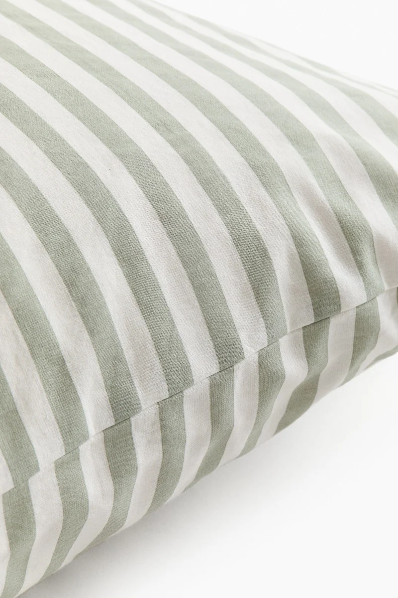 H&M Striped cotton pillowcase