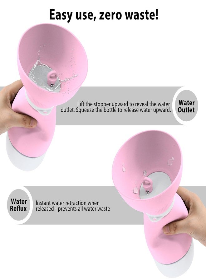 PawSailor Portable Pet Water Bottle - 20 oz with 8.8 oz Food Container,Silicone Leakproof Travel Bottle for Dogs Cats, Detachable Feeding Dish for Walking Hiking Travel Pink - Image 2
