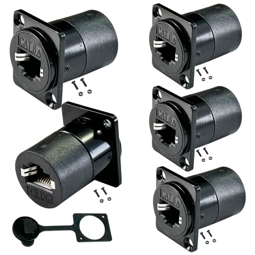 PENGLIN 5PCS DType RJ45 CAT6A Coupler Shielded RJ45 Panel Mount ConnectorEthernet Feed Thru Coupler FemaleFemale Compatible with CAT6ACAT6CAT5ECAT5 - Image 1