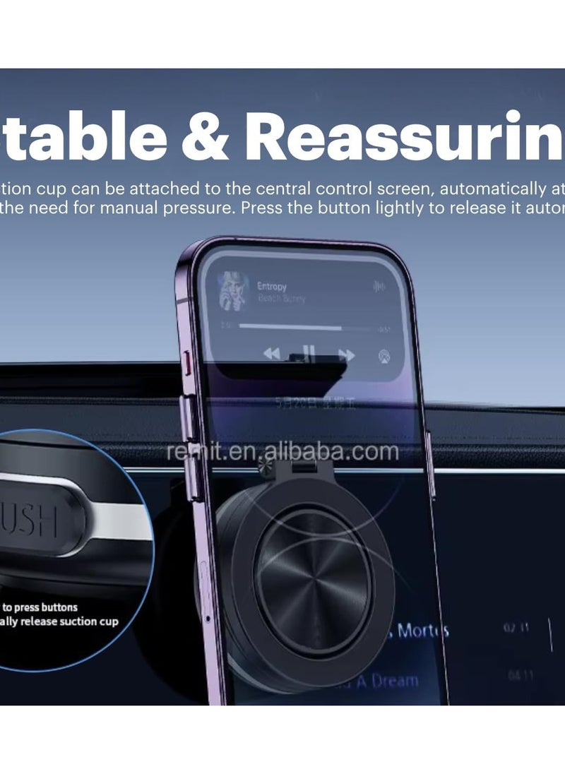 ADAK - Adak Universal 360° Rotatable Car Dashboard Mobile Phone Holder, Adjustable Stand with Rubber Anti-Slip Mat| Foldable Vacuum Suction Car Bracket(BLACK) - Image 1