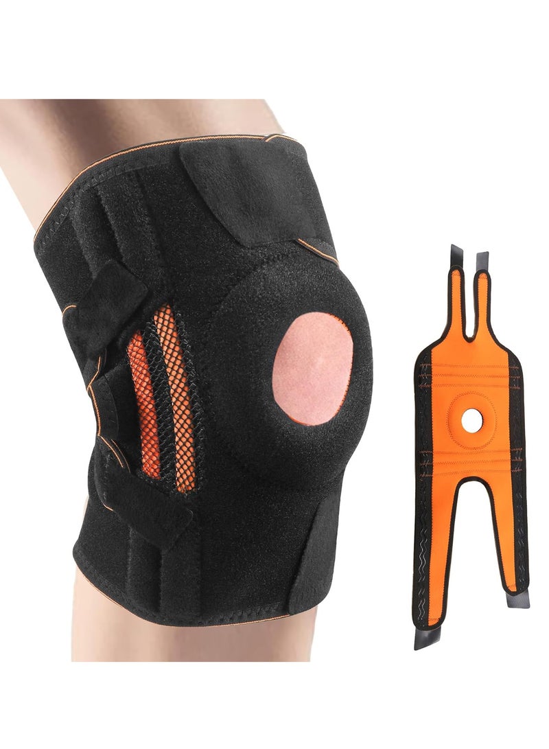 Bukela Knee Brace Black for Men Women, Gel Pads Wrap Around Knee, Side Stabilizers & Elastic Supports, Maximum Pain Support for Arthritis Pain, Meniscus Tear,Injury Recovery,Exercise Training.(Black&Orange) - Image 1