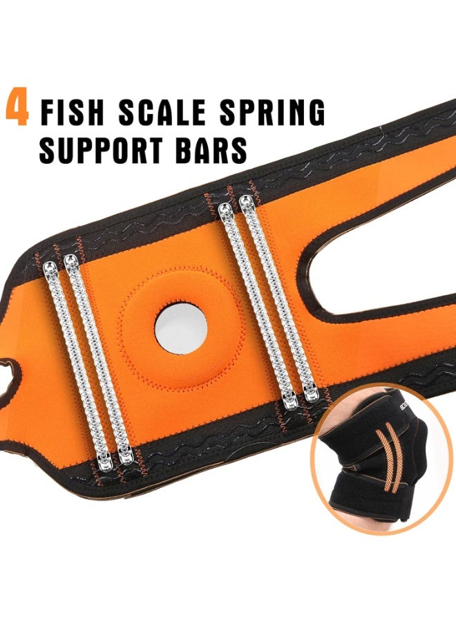 Bukela Knee Brace Black for Men Women, Gel Pads Wrap Around Knee, Side Stabilizers & Elastic Supports, Maximum Pain Support for Arthritis Pain, Meniscus Tear,Injury Recovery,Exercise Training.(Black&Orange) - Image 4