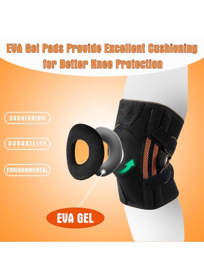 Bukela Knee Brace Black for Men Women, Gel Pads Wrap Around Knee, Side Stabilizers & Elastic Supports, Maximum Pain Support for Arthritis Pain, Meniscus Tear,Injury Recovery,Exercise Training.(Black&Orange) - Image 3