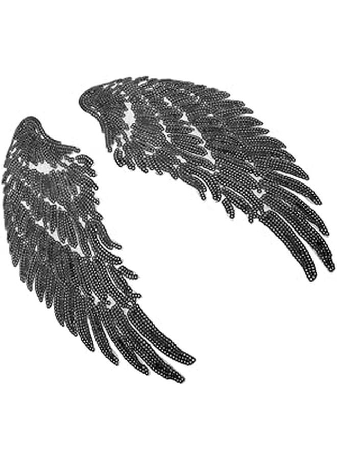 Black Sequin Angel Wings Embroidered Patch For DIY Jackets Backpacks Costumes - Image 1