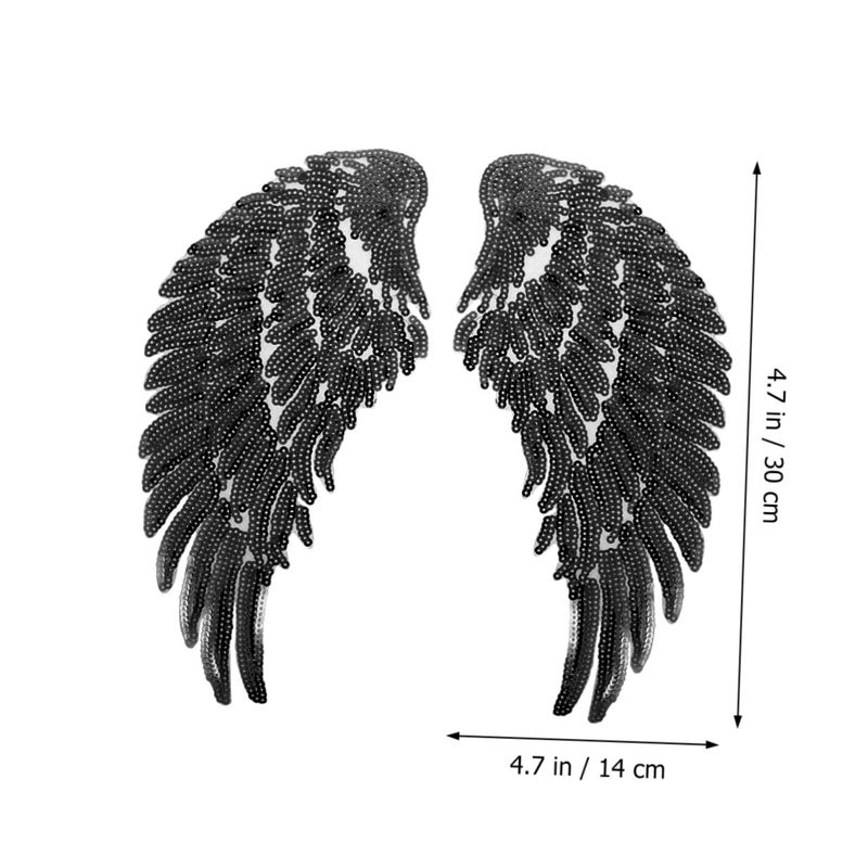 Black Sequin Angel Wings Embroidered Patch For DIY Jackets Backpacks Costumes - Image 3