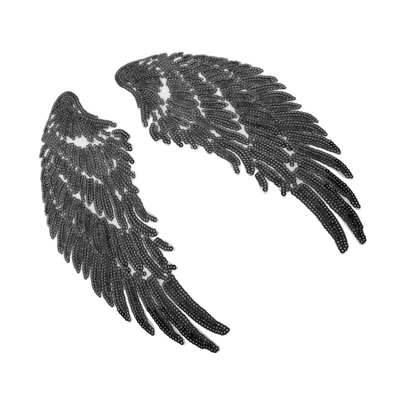 Black Sequin Angel Wings Embroidered Patch For DIY Jackets Backpacks Costumes - Image 2