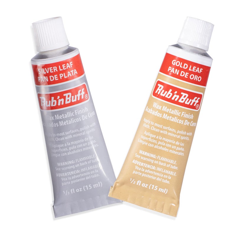 AMACO Rub n Buff Wax Metallic Finish 2 Color Kit Gold Leaf and Silver Leaf Rub n Buff 15ml Tubes Versatile Gilding Wax for Finishing Antiquing and Restoration Set of 2 Rub and Buff Colors - Image 3