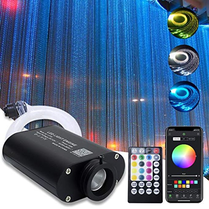 Amki 16W RGBW Fiber Optic Curtain Light Kit, 300 Strands Flash Point Waterfall Curtain Lights Kit with Sound Smart App Control 0.04in/1mm 6.5ft/2m Fiber Optic Cable for Home Window Decor - Image 1