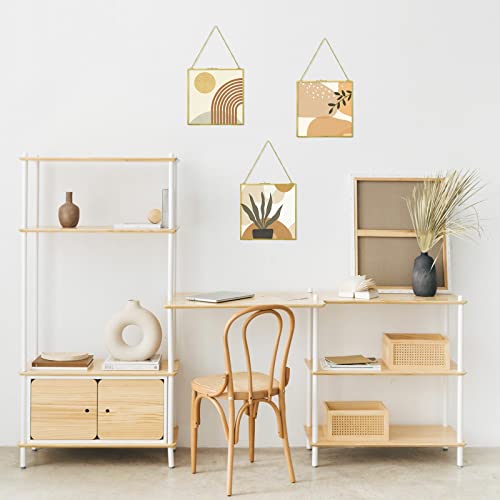 fujack Pressed Flower Frame, Hanging Picture Frame for DIY Artwork Display Clear Glass Wall Brass Frames for Plant Specimen Dried Flower Square Photo Frame 6x6 - Gold - Image 3