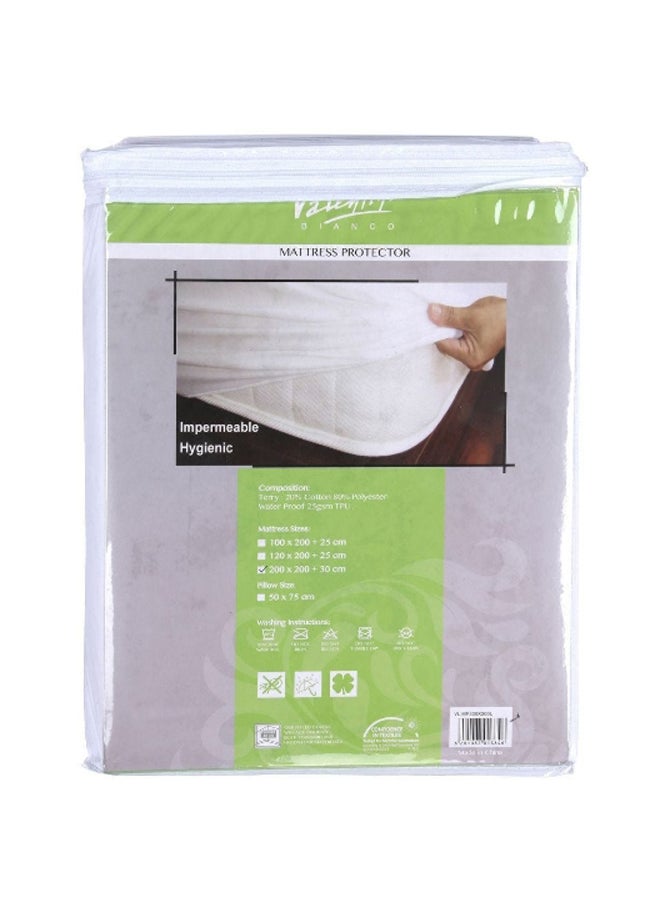 Valentini - Lightweight Waterproof King Mattress Protector White 200 x 200 cm VL MP200X200 - Image 1