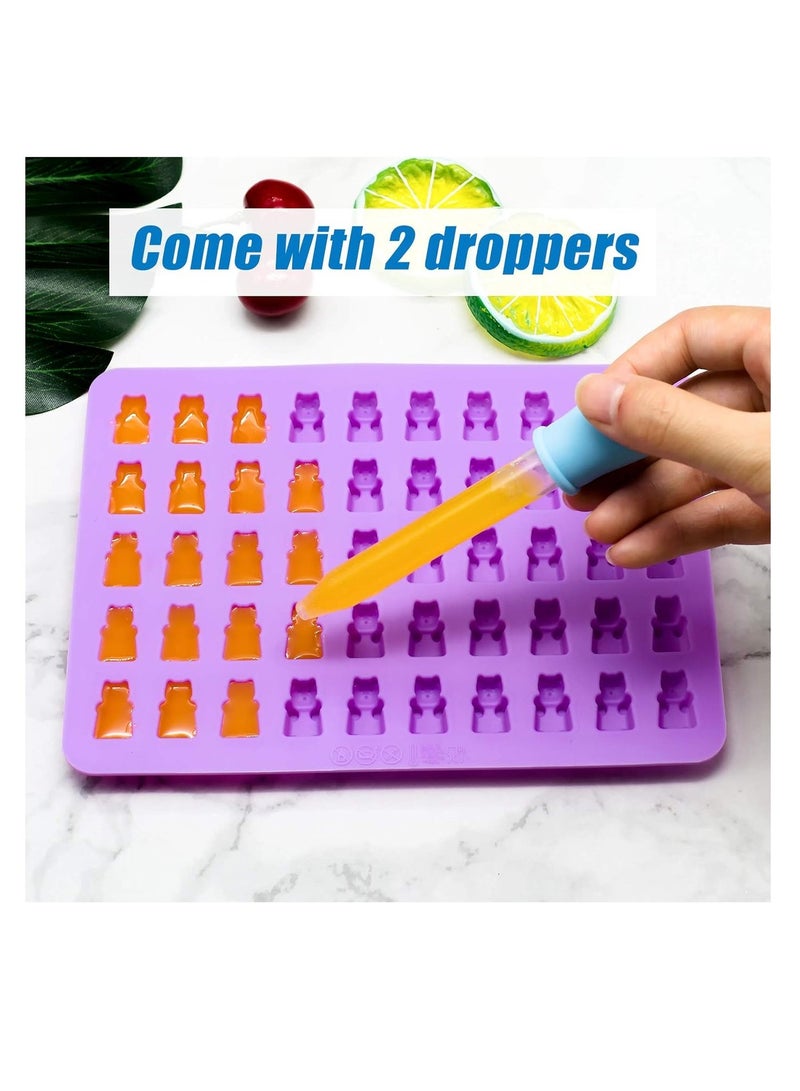 Gummy Bear Candy Molds Silicone, Gummy Molds with 2 Droppers, Non-Stick Silicone Candy Molds Including Mini Dinosaur, Bear Shape, Hearts and Mini Donut, Set of 4 - Image 3