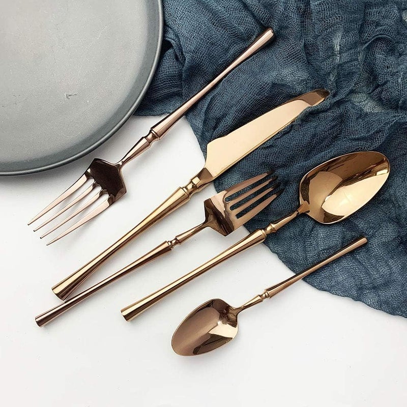 JASHII 20piece 1810 Stainless Steel Rose Gold FlatwareCutleryTableware Set Service for 4 Person Include KnifeForkSpoon Mirror Polished Rose - Image 2