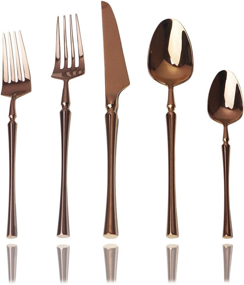 JASHII 20piece 1810 Stainless Steel Rose Gold FlatwareCutleryTableware Set Service for 4 Person Include KnifeForkSpoon Mirror Polished Rose - Image 1