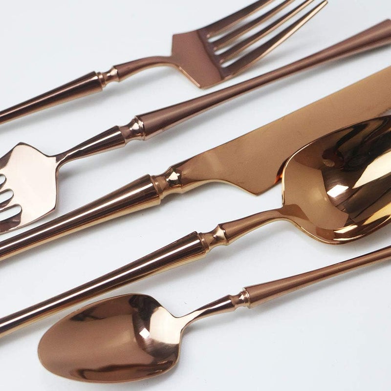 JASHII 20piece 1810 Stainless Steel Rose Gold FlatwareCutleryTableware Set Service for 4 Person Include KnifeForkSpoon Mirror Polished Rose - Image 3