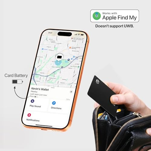 Spotminders. SPOTMINDERS Apple MFi Certified Wallet Tracker PRO for Travel Credit Card Design Works with Apple Find My IP68 Waterproof Rechargeable Tracking Card for Wallet Luggage Passport 0.07in Slim Item Finder - Image 3