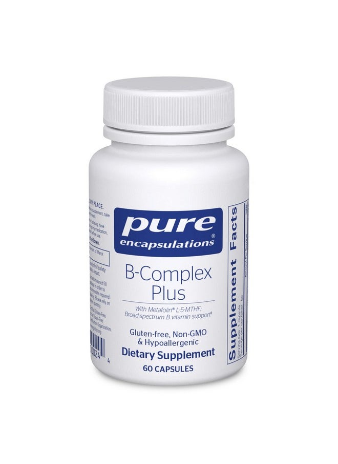 Pure Encapsulations - Bcomplex Plus ; B Vitamins Supplement To Support Red Blood Cell Growth Neurological And Psychological Health Cardiovascular Health And Energy Levels* ; 60 Capsules - Image 1