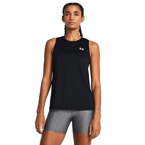 Under Armour Womens Tech Tank Top, (001) Black / / White, Large - Image 1