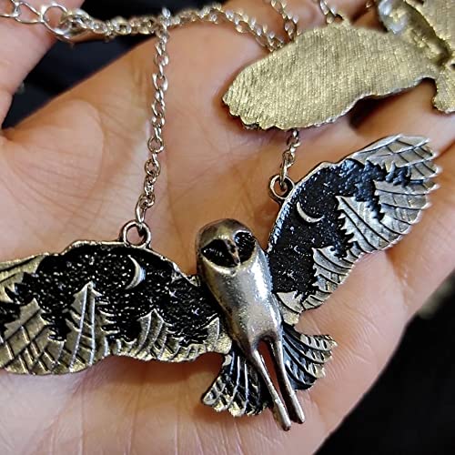 KURTCB Owl Pendant Necklace Vintage Punk Moon Forest Animal Wing Flying Fairy Core Chain Choker Necklace for Women Men - Image 4