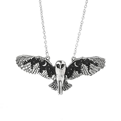 KURTCB Owl Pendant Necklace Vintage Punk Moon Forest Animal Wing Flying Fairy Core Chain Choker Necklace for Women Men - Image 1