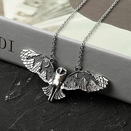 KURTCB Owl Pendant Necklace Vintage Punk Moon Forest Animal Wing Flying Fairy Core Chain Choker Necklace for Women Men - Image 2