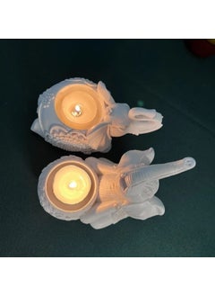 Taşdevri Life Tasdevri Life 2 Piece Decorative Elephant Candle Holder Tealight Candle Holder White  - Image 2