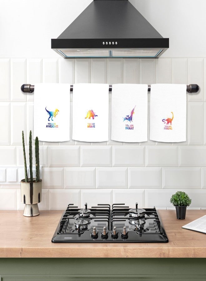 Kunlisa Dinosaur Hand Towels for Kids Bathroom, Kids Bathroom Decor, Awesome Brave Strong Smart Inspirational Dinosaur Kitchen Towels Dish Towels 1624 Inch, Set of 4 - Image 3