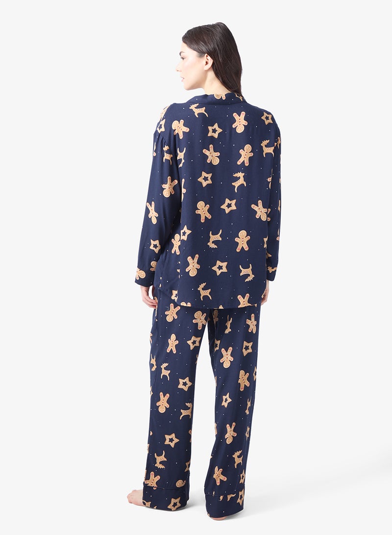 hunkemoller Printed long sleeve shirt & Shorts set - Image 2