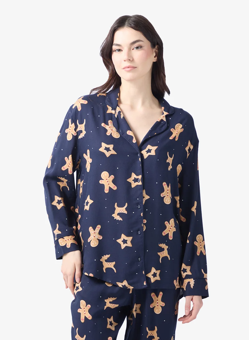 hunkemoller Printed long sleeve shirt & Shorts set