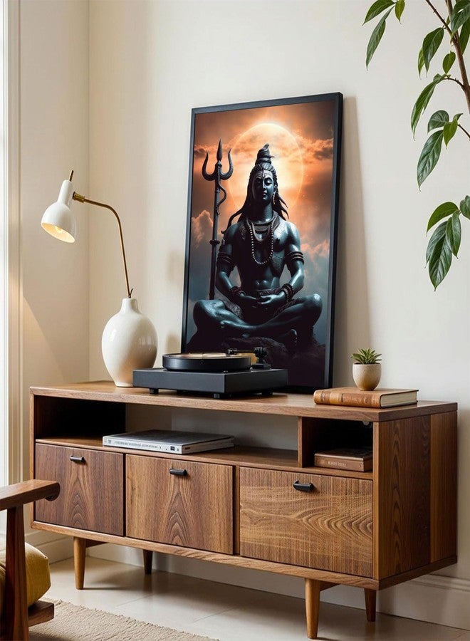The Castle Decor Lord Shiva Wall Painting | Mahadev Spiritual Wall Art for Living Room & Bedroom | Big Size Framed Hindu God Artwork | Multicolor Textured Shiva Painting (20x30 Inch) - Image 4