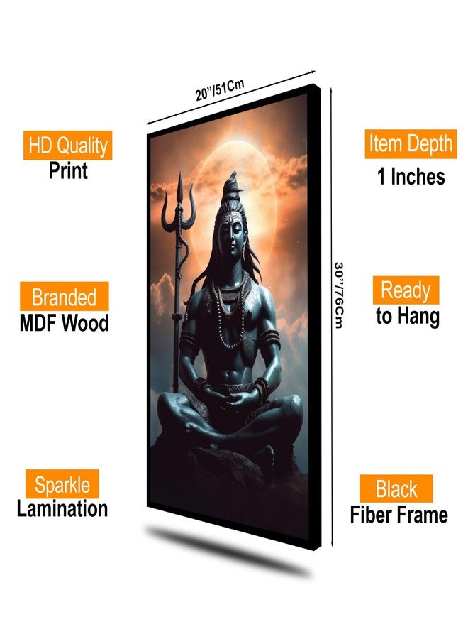 The Castle Decor Lord Shiva Wall Painting | Mahadev Spiritual Wall Art for Living Room & Bedroom | Big Size Framed Hindu God Artwork | Multicolor Textured Shiva Painting (20x30 Inch) - Image 5