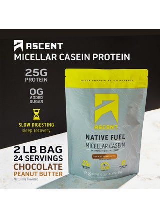 Ascent Casein Protein Powder - 25g Micellar Casein Powder with Zero Artificial Flavors & Sweeteners, Gluten Free, No Added Sugar, 4.9g BCAA, 2.2g Leucine - Chocolate Peanut Butter, 2 Pounds - pzsku/ZA07A3E8E06959D57A84AZ/45/_/1739864088/74e8de60-2026-4f4b-b99c-3b55dc3969b0