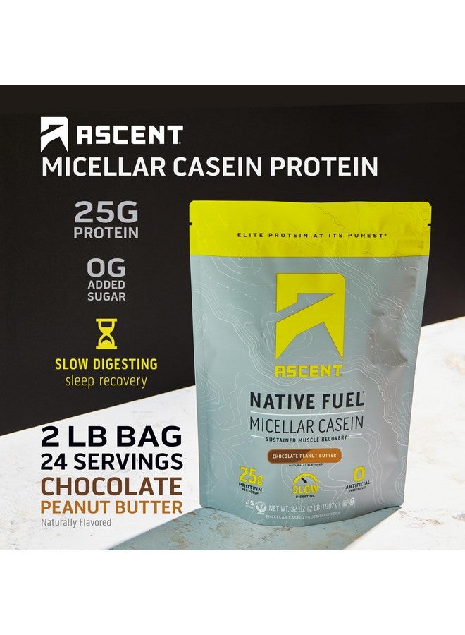 Ascent Ascent Casein Protein Powder - 25g Micellar Casein Powder with Zero Artificial Flavors & Sweeteners, Gluten Free, No Added Sugar, 4.9g BCAA, 2.2g Leucine - Chocolate Peanut Butter, 2 Pounds  - Image 1