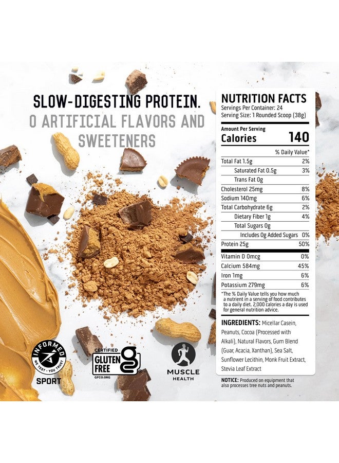 Ascent Ascent Casein Protein Powder - 25g Micellar Casein Powder with Zero Artificial Flavors & Sweeteners, Gluten Free, No Added Sugar, 4.9g BCAA, 2.2g Leucine - Chocolate Peanut Butter, 2 Pounds  - Image 2